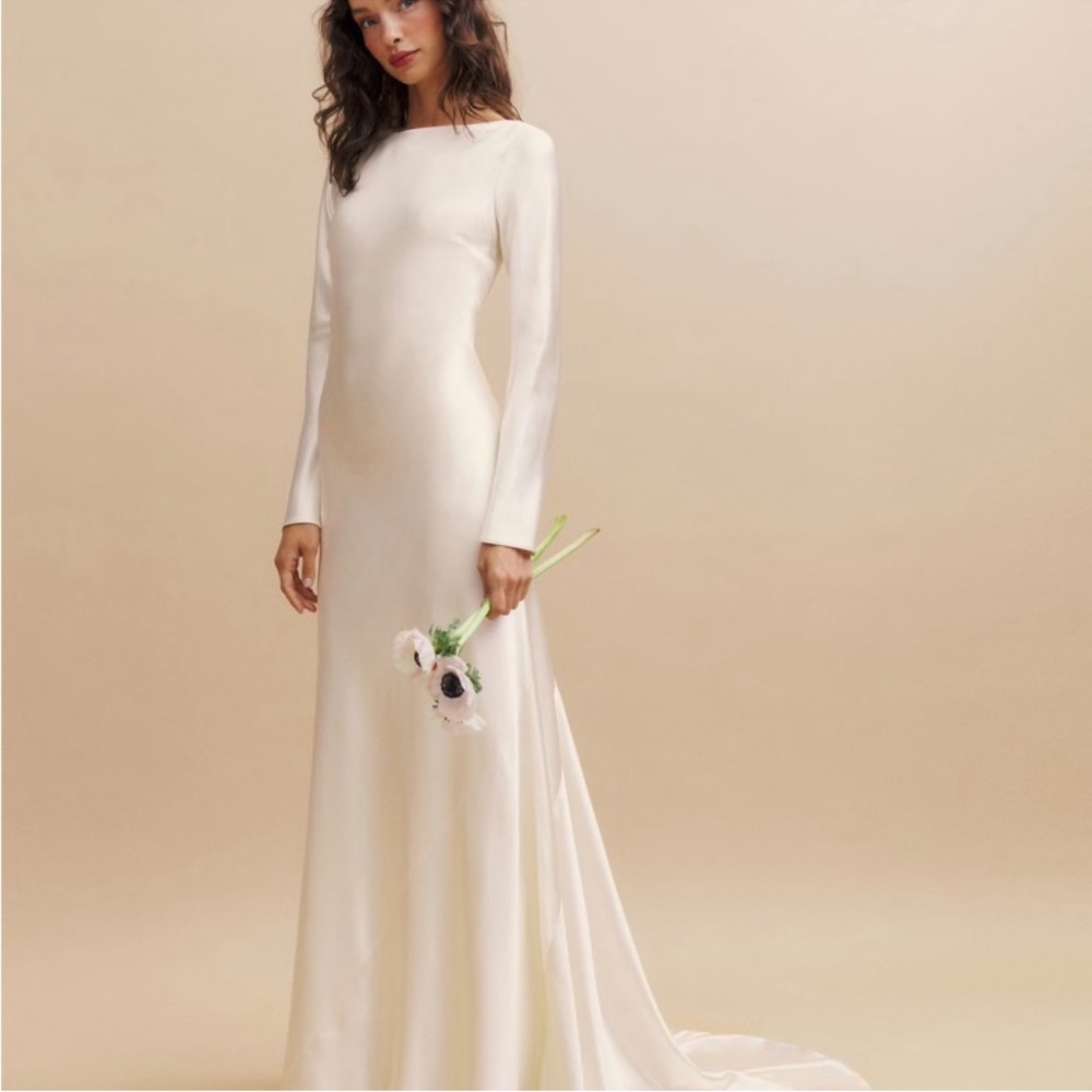 Reformation Adwen Silk Maxi Dress Ivory Open Back Bridal Gown
